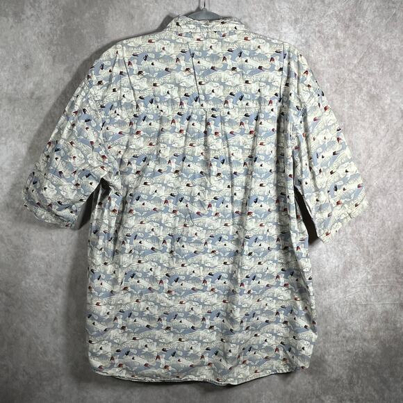 Vintage Columbia Shirt Mens XL Blue Fish Button Down Short Sleeves Outdoor 90s - Picture 4 of 9